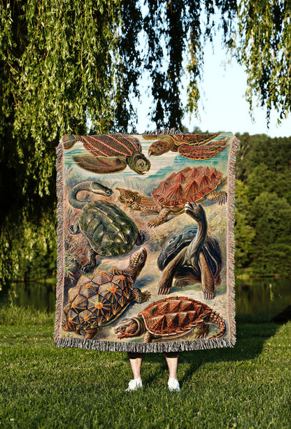 Ernst Haeckel Nautical Tapestry | Sea Turtle Fabric Woven Tapestry Blanket | Vintage Nautical Decor Woven Throw Blanket | Ernst Haeckel Art