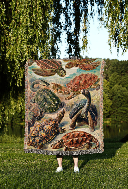 Ernst Haeckel Nautical Tapestry | Sea Turtle Fabric Woven Tapestry Blanket | Vintage Nautical Decor Woven Throw Blanket | Ernst Haeckel Art