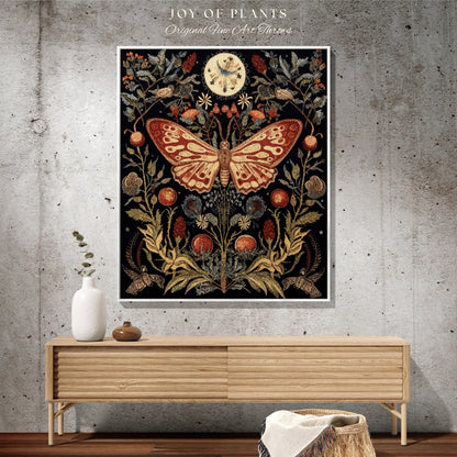 Victorian Gothic Blanket Woven Tapestry Mystical | Dark Academia Moth Blanket Woven Tapestry Cottagecore Decor | Celestial Butterfly Decor |