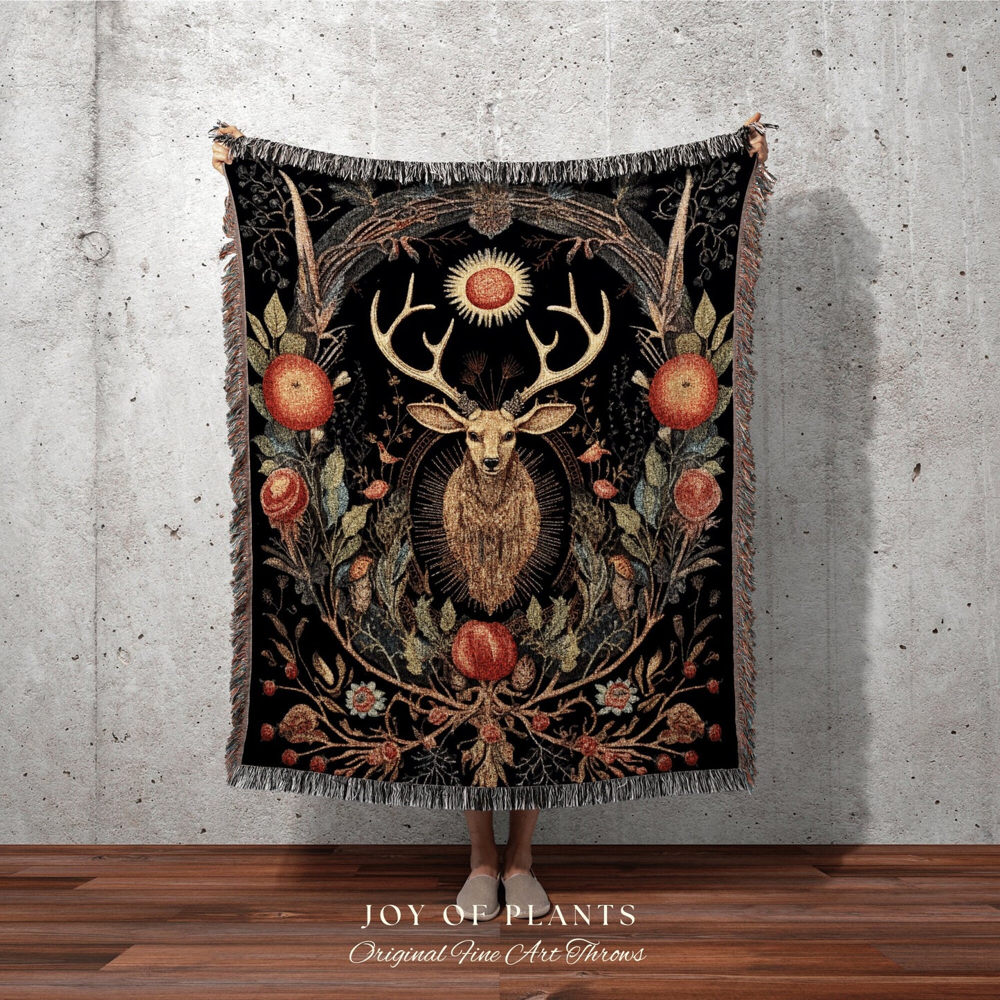 Woodland Gothic Blanket Woven Tapestry Mystical | Occult Decor Dark Academia Tapestry Vintage Cottagecore Decor | Celestial Aesthetic Decor