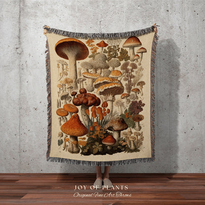 Fairycore Decor Mushroom Blanket Woodland Tapestry Gothic Decor | Mushroom Woven Throw Blanket Woven Tapestry Dark Academia Blanket Vintage