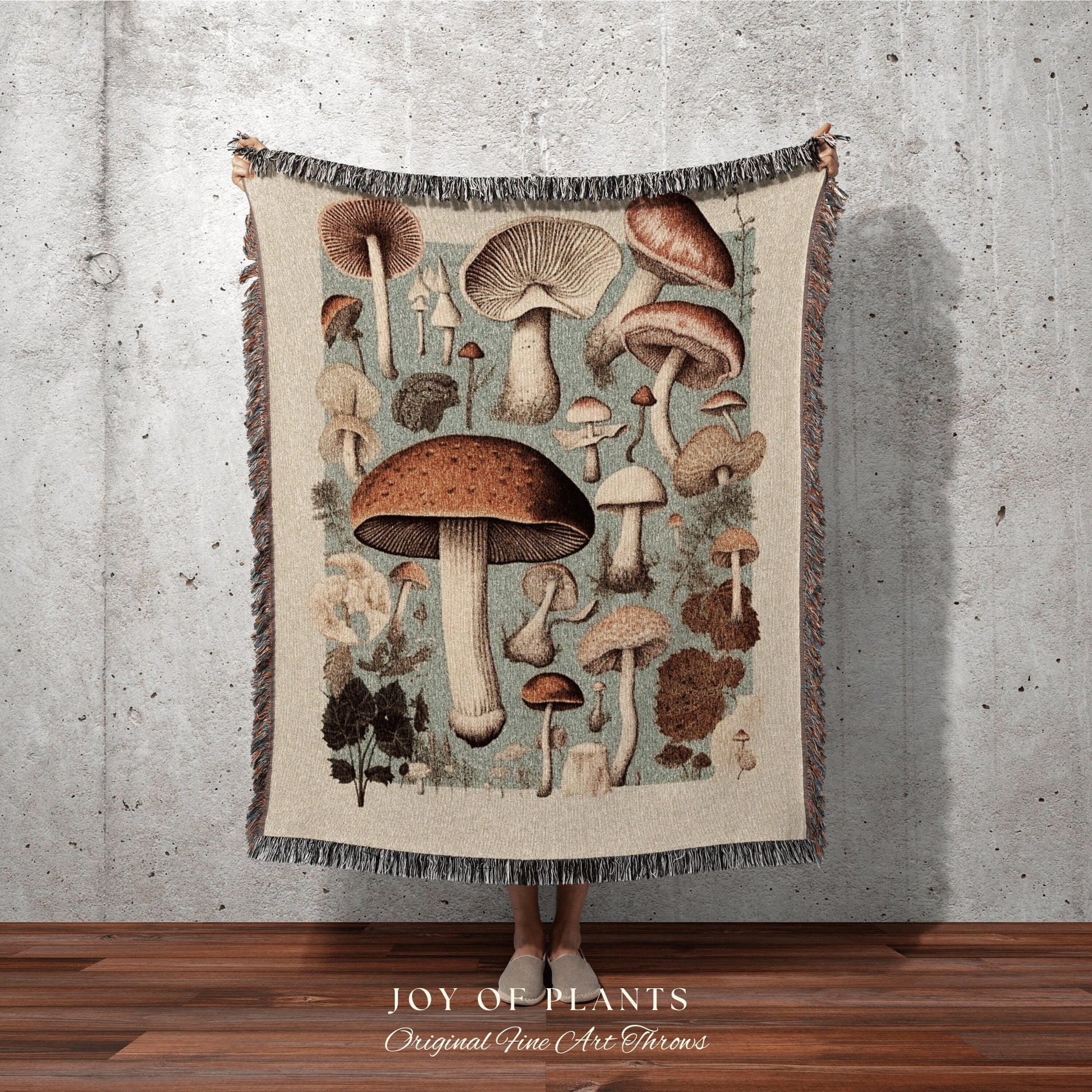 Vintage Mushroom Tapestry | Mushroom Throw Blanket Toadstool Witch Aesthetic | Fairycore Mushroom Woodland Decor Blanket Woven Tapestry Art