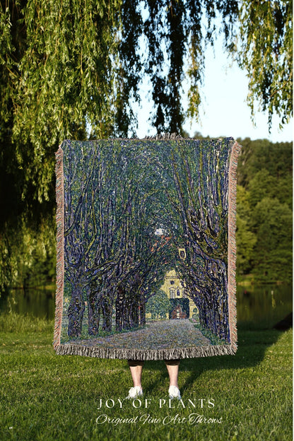 Gustav Klimt Tapestry Blanket Fine Art Painting 'Avenue of Schloss Kammer Park ' Gustav Klimt Wall Art Painting Blanket Maximalist Tapestry