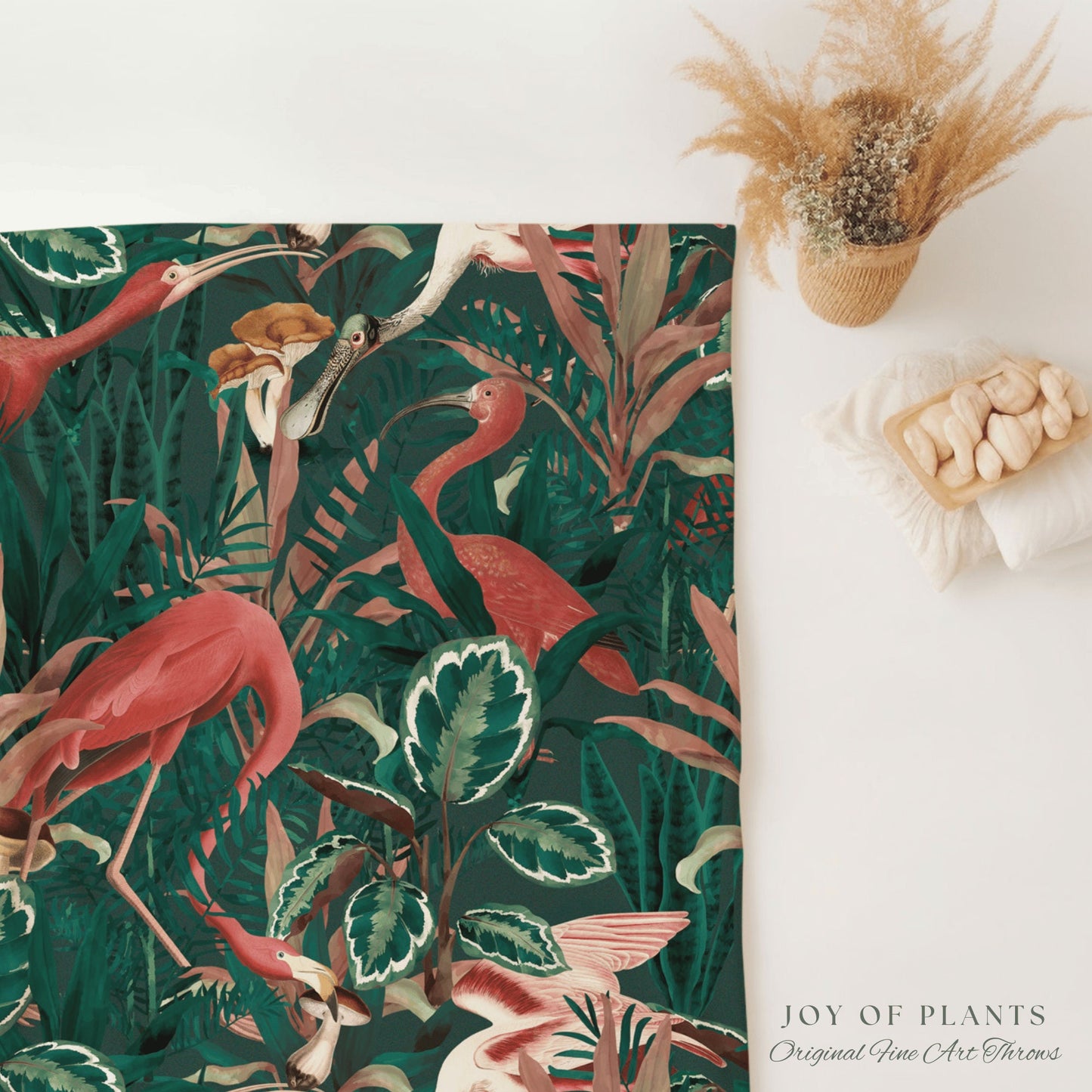 Flamingo Blanket Woven | Maximalist Decor Tapestry | Tropical Living Room Decor | Jungle Nursery Decor | Tropical Wall Art Boho Tapestry |