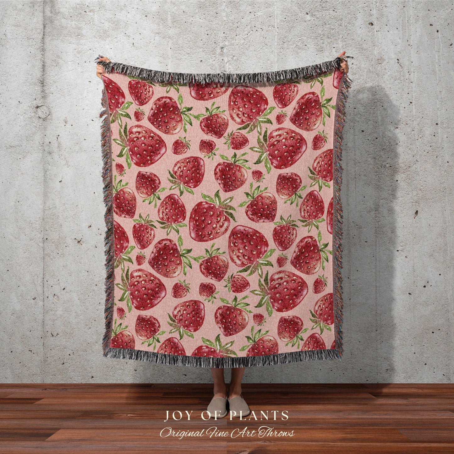 Berry Pink Custom Blanket | Personalized Blanket | Cottagecore Decor Custom Throw Blanket | Custom Strawberry Gift | Boho Strawberry Decor |