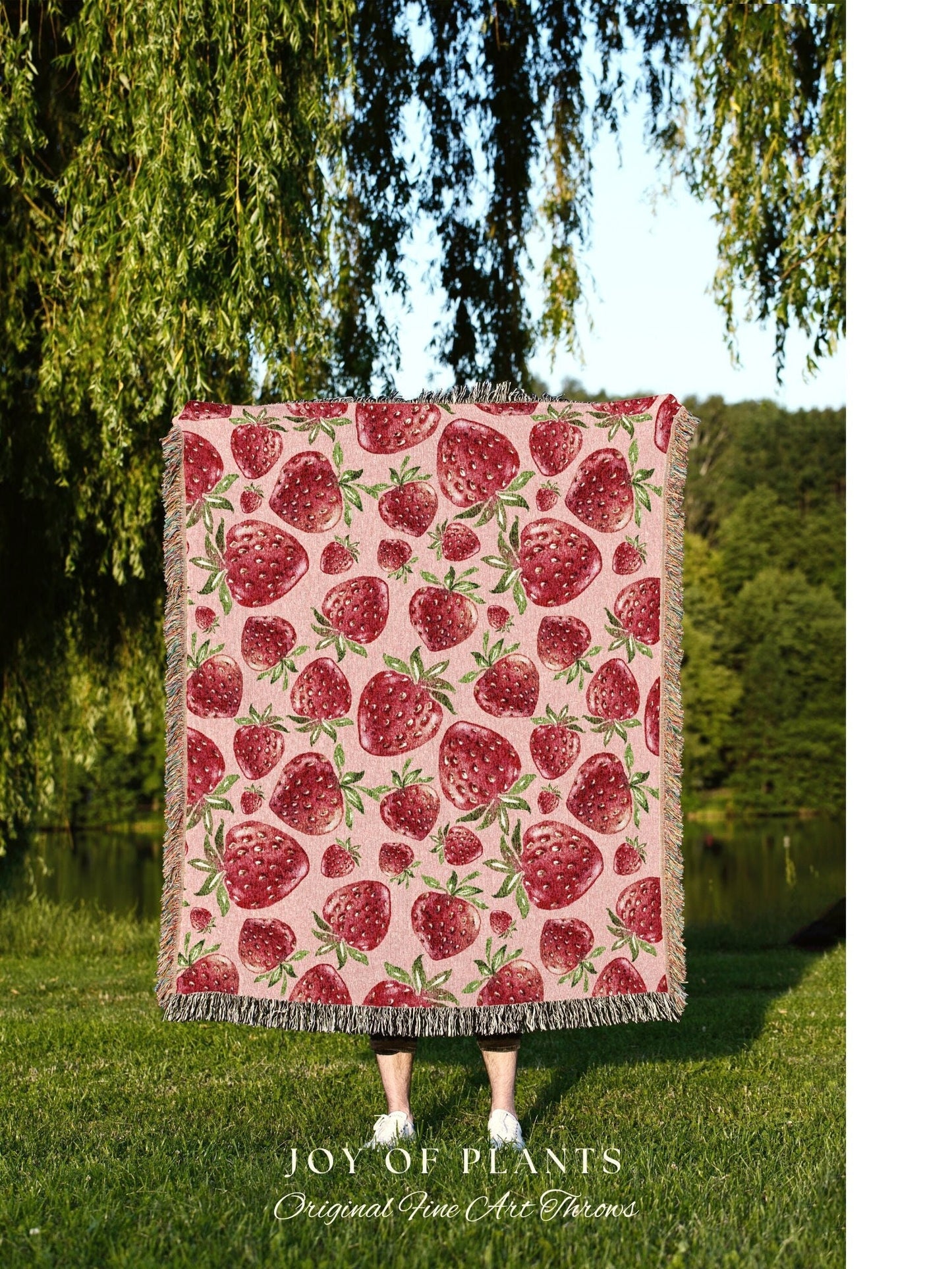 Berry Pink Custom Blanket | Personalized Blanket | Cottagecore Decor Custom Throw Blanket | Custom Strawberry Gift | Boho Strawberry Decor |