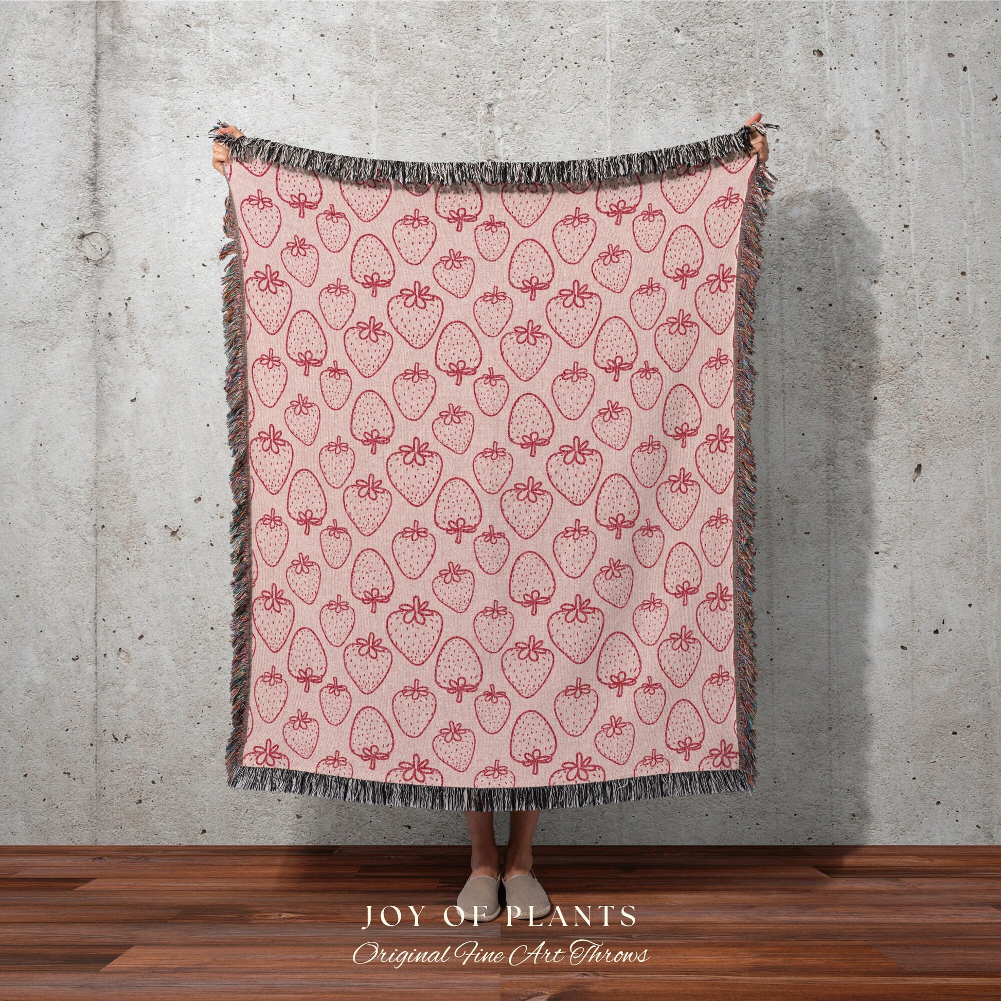 Woven Strawberry Blanket | Personalized Blanket | Cottagecore Decor Custom Throw Blanket | Custom Strawberry Gift | Boho Strawberry Decor |