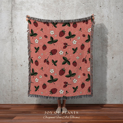 Strawberry Decor Throw Blanket | Personalized Blanket | Cottagecore Decor Custom Throw Blanket | Custom Strawberry Gift | Strawberry Decor |