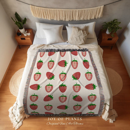 Personalized Strawberry Blanket | Personalized Blanket | Cottagecore Decor Custom Throw Blanket | Custom Strawberry Gift | Strawberry Decor