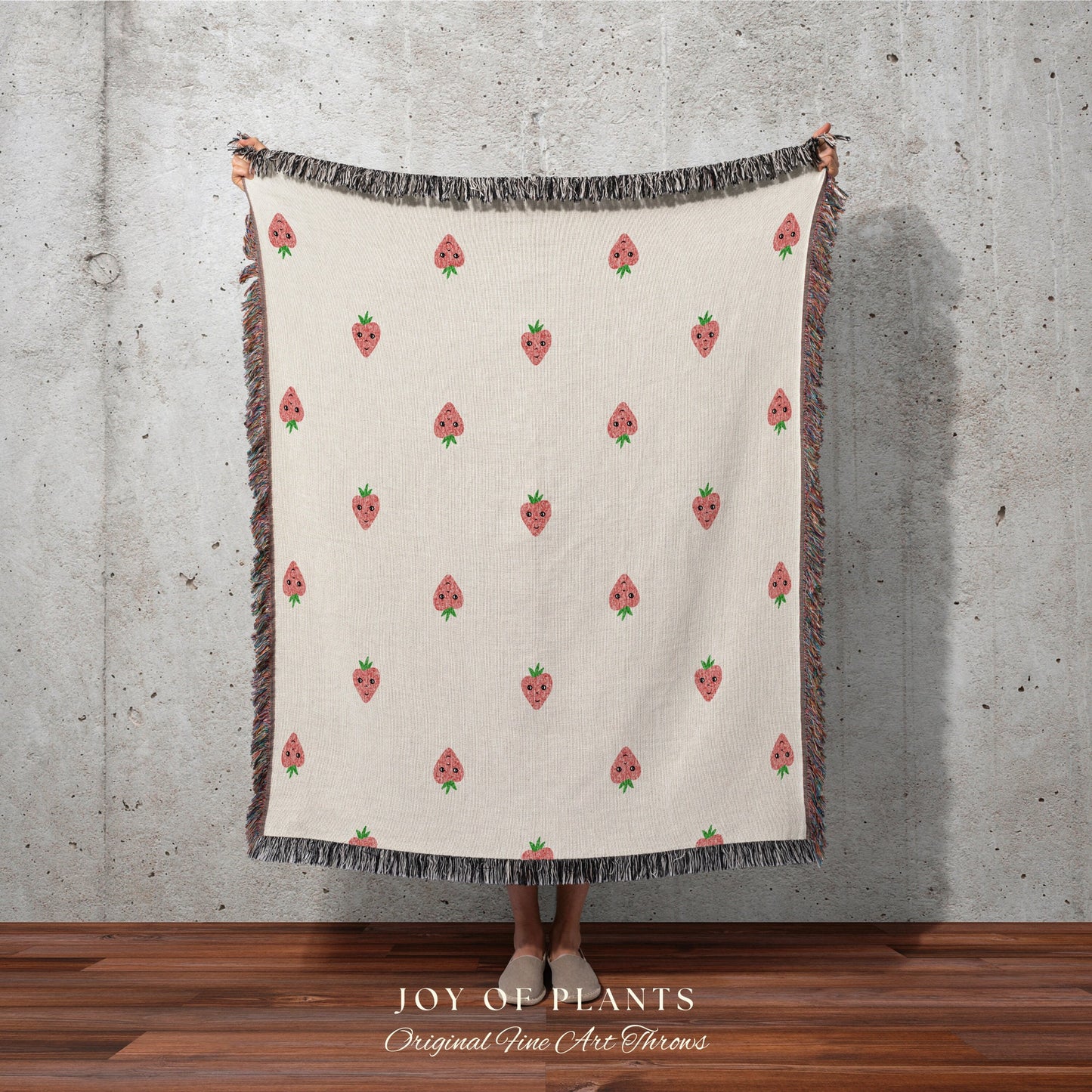 Strawberry Print Minky Blanket | Personalized Blanket | Cottagecore Decor Custom Throw Blanket | Custom Strawberry Gift | Strawberry Decor |