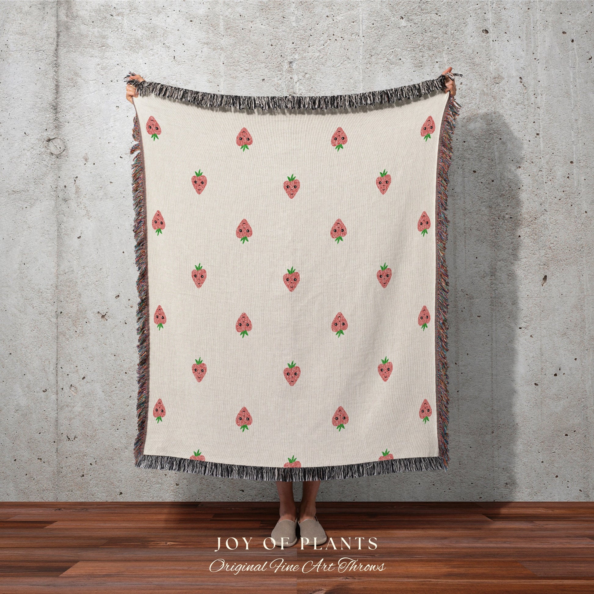 Strawberry Print Minky Blanket | Personalized Blanket | Cottagecore Decor Custom Throw Blanket | Custom Strawberry Gift | Strawberry Decor |