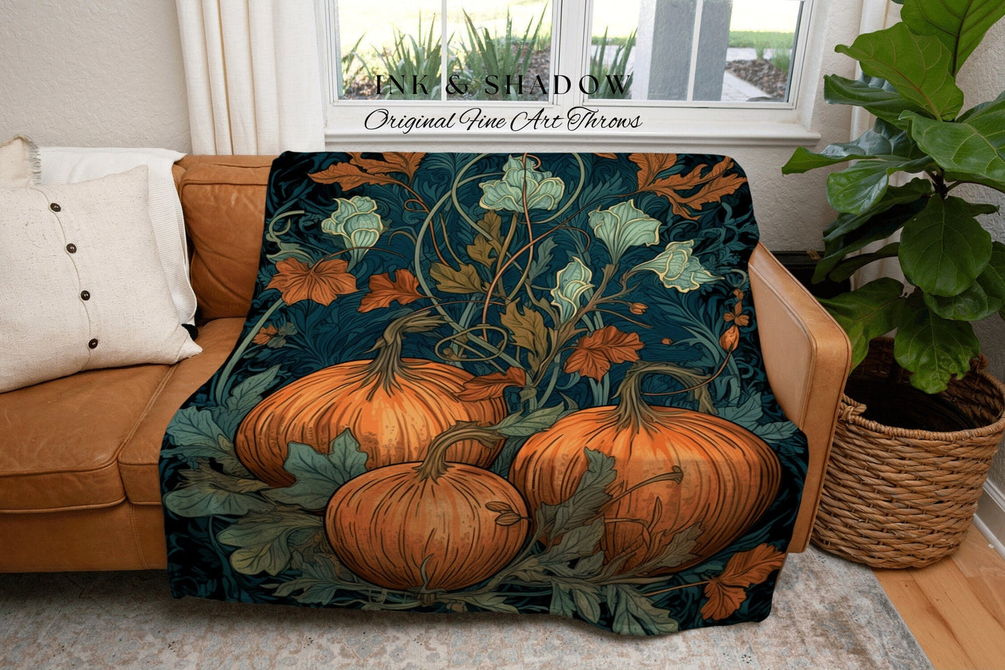 Halloween Pumpkin Aesthetic Blanket Woven | Pumpkin Season Autumn Decor Vintage Tapestry | Woven Wall Hanging Tapestry Halloween Art Gothic