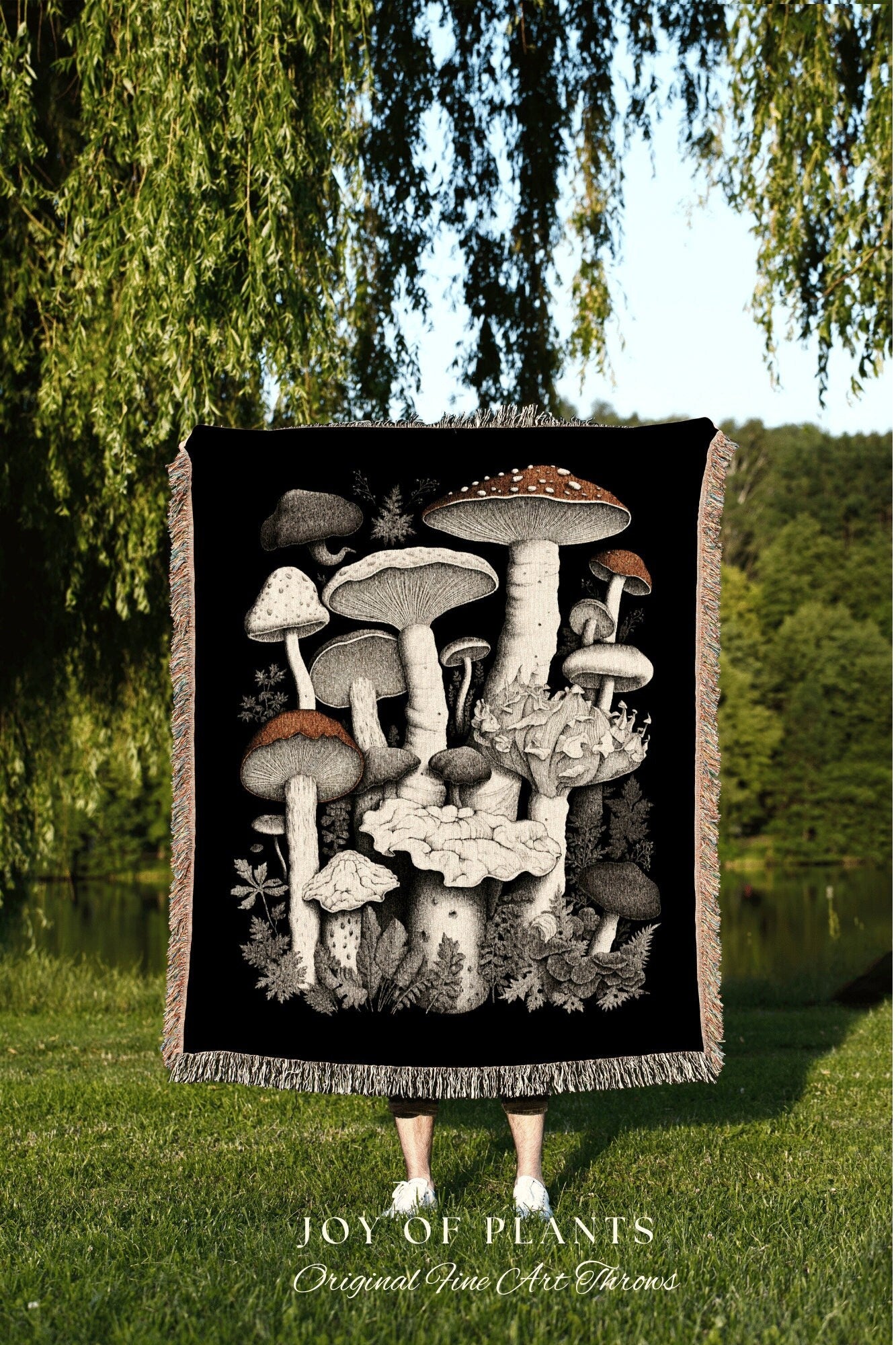 Aesthetic Mushroom Illustration Vintage Aesthetic | Mushroom Tapestry Woven | Mushroom Throw Blanket Toadstool Aesthetic | Mushroom Woodland