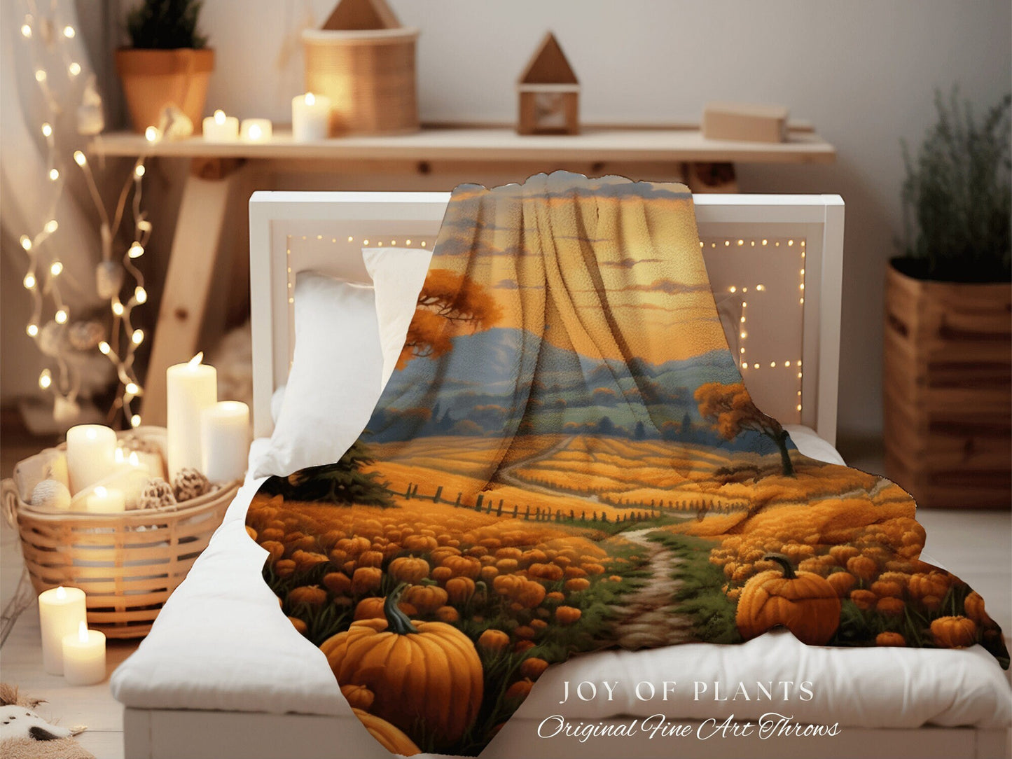 Cozy Fall Landscape Blanket Large Wall Tapestry Woven | Fall Aesthetic Blanket Halloween Decor Autumn Throw Blanket Woven Wall Art Halloween