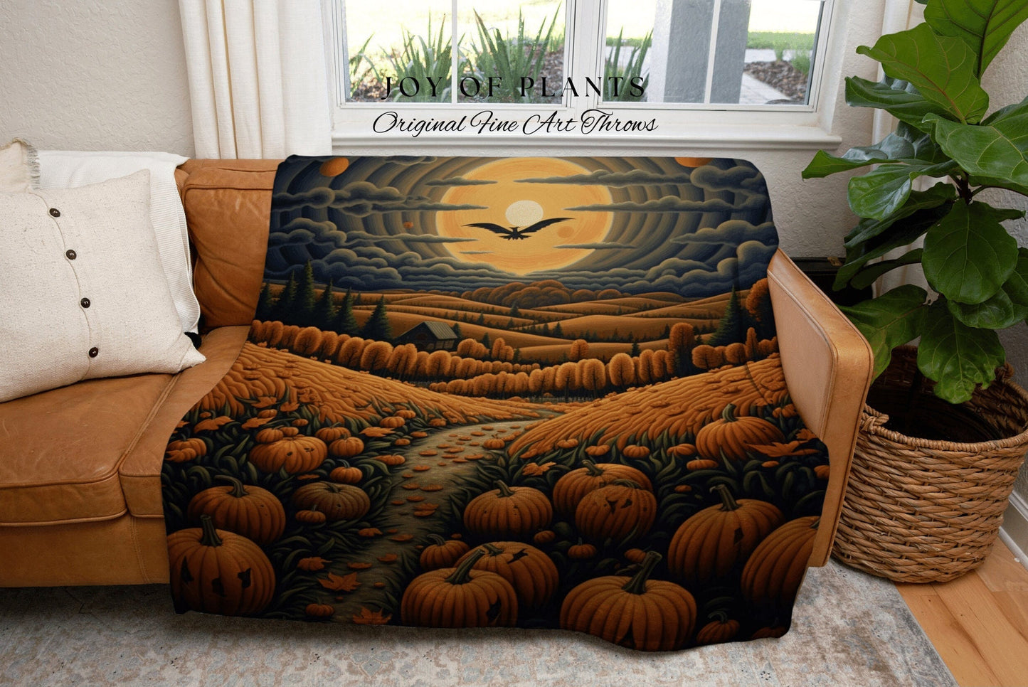 Autumn Landscape Vintage Halloween Tapestry Blanket Woven Wall Art | Fall Aesthetic Home Decor Throw Blanket Woven Wall Art Halloween Decor