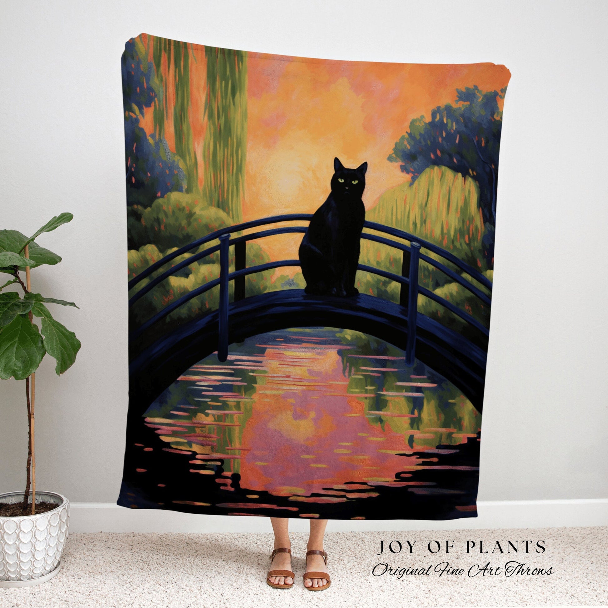 Fine Art Tapestry Black Cat Blanket Monet Painting Decor Tapestry Black Cat Woven Blanket | Water Lilies Tapestry Claude Monet Painting |