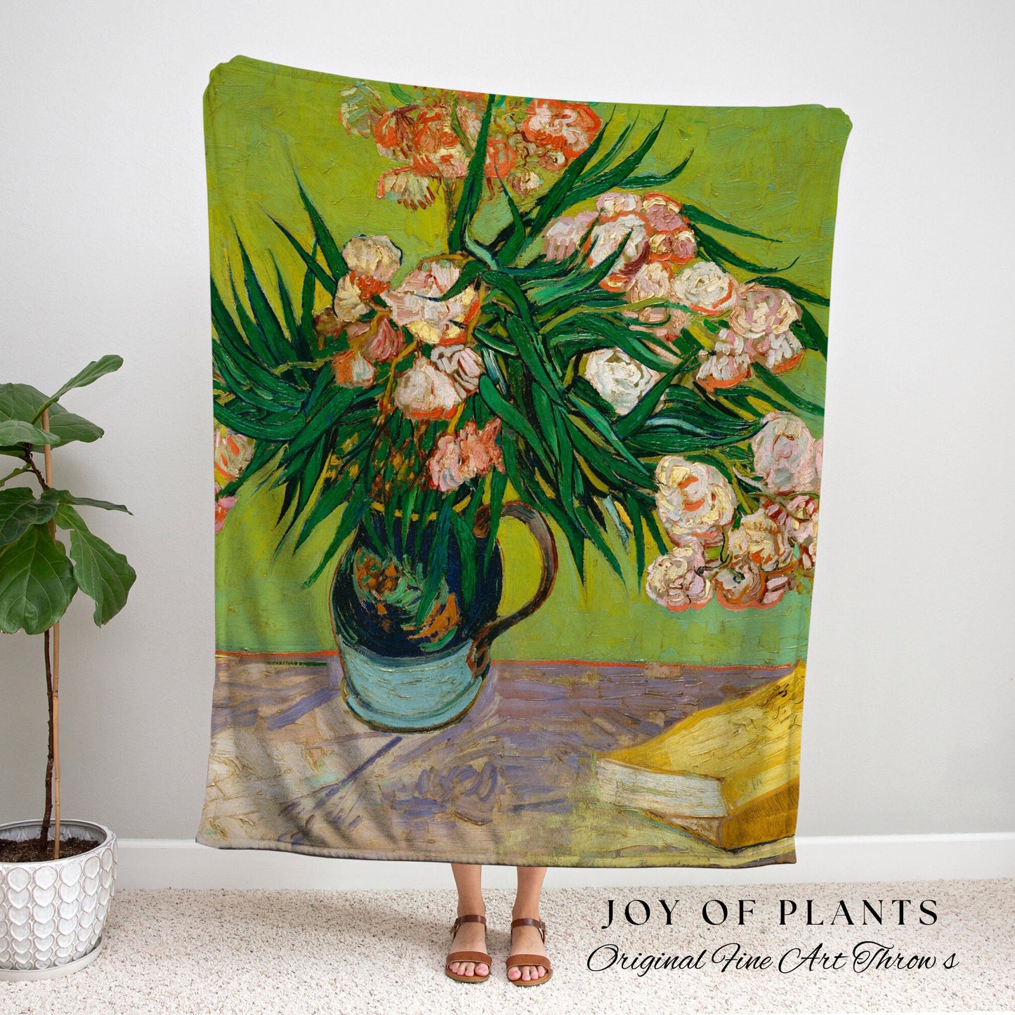 Vintage Floral Throw Blanket | Vincent Van Gogh Tapestry Aesthetic | Iris Bouquet Woven Blanket | Art Teacher Gift | Custom Painting Blanket