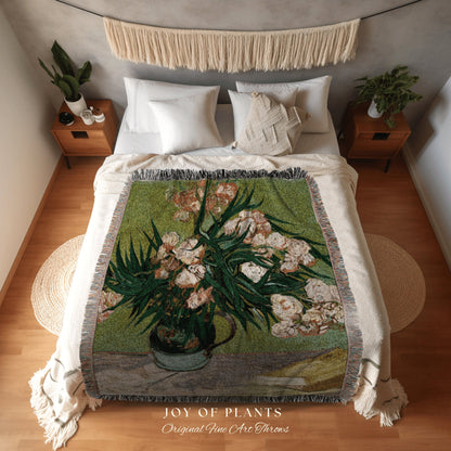 Vintage Floral Throw Blanket | Vincent Van Gogh Tapestry Aesthetic | Iris Bouquet Woven Blanket | Art Teacher Gift | Custom Painting Blanket