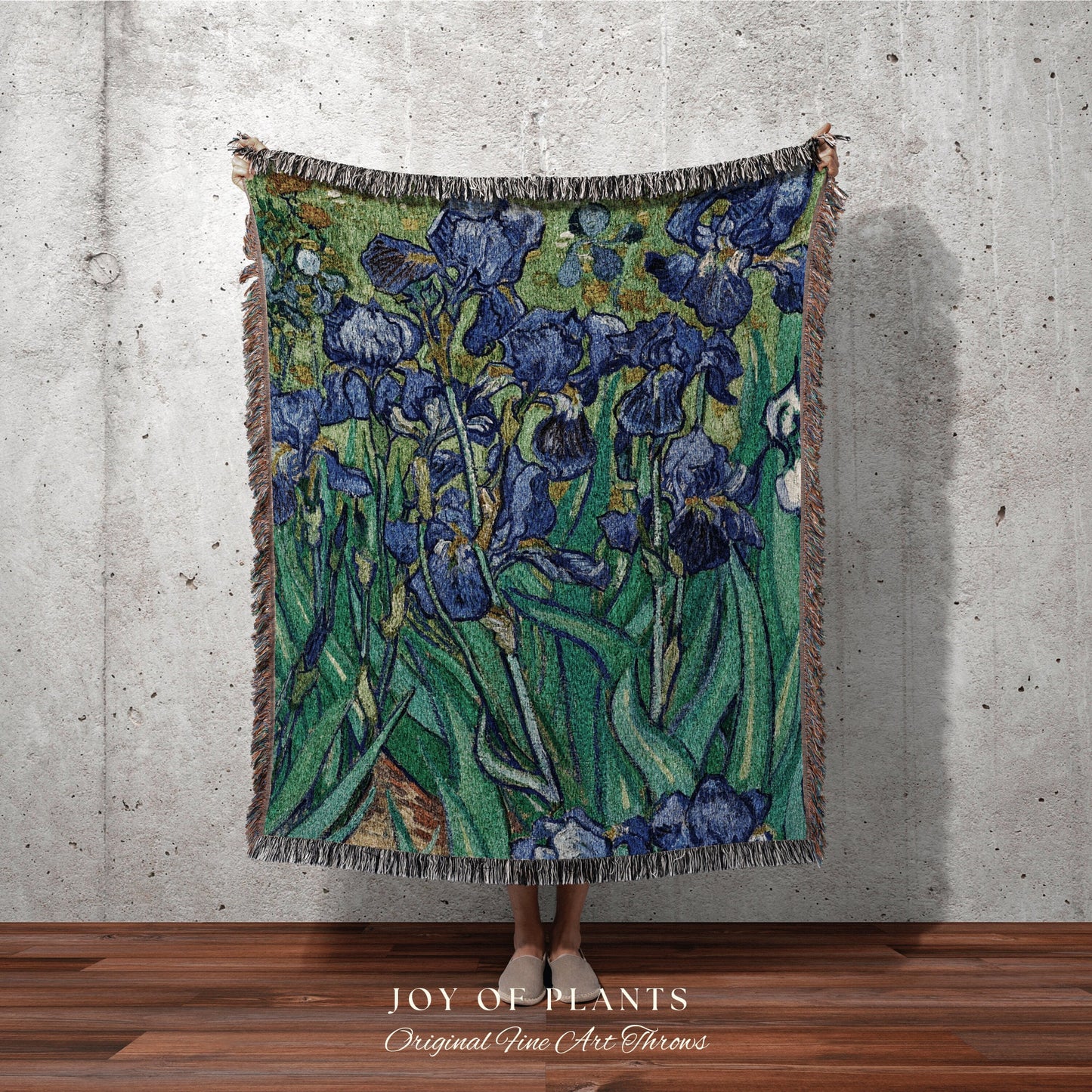 Van Gogh Irises Painting Woven Throw Blanket | Famous Art Tapestry Aesthetic | Nature Woven Blanket | Art Teacher Gift | Custom Blanket Gift