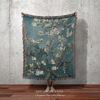 Almond Blossoms Woven Tapestry | Dark Academia Woven Throw Blanket | Famous Art Woven Blanket | Art Teacher Gift | Custom Painting Blanket |