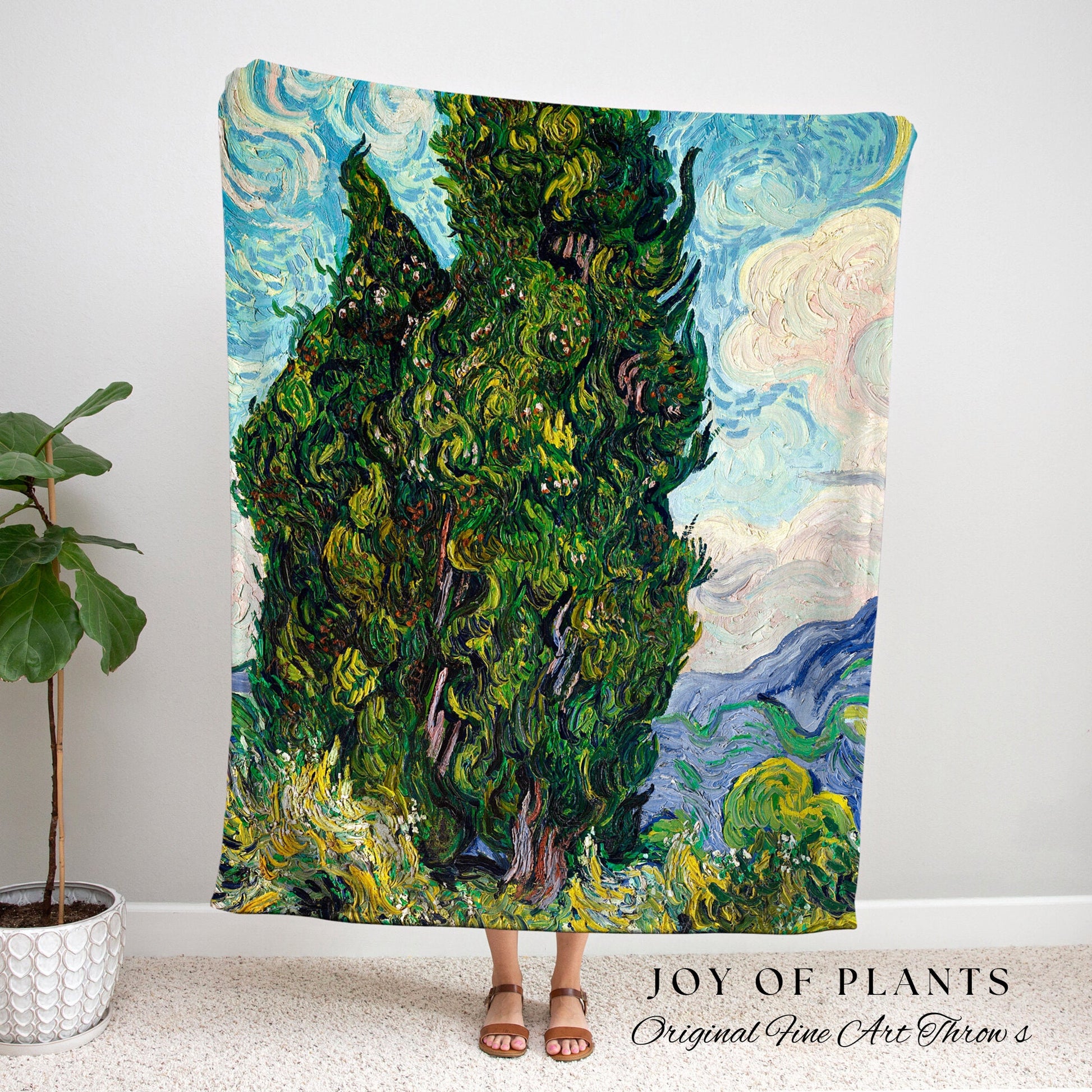 Vincent Van Gogh Woven Throw Blanket | Dark Academia Tapestry Aesthetic | Nature Woven Blanket | Art Teacher Gift | Custom Painting Blanket