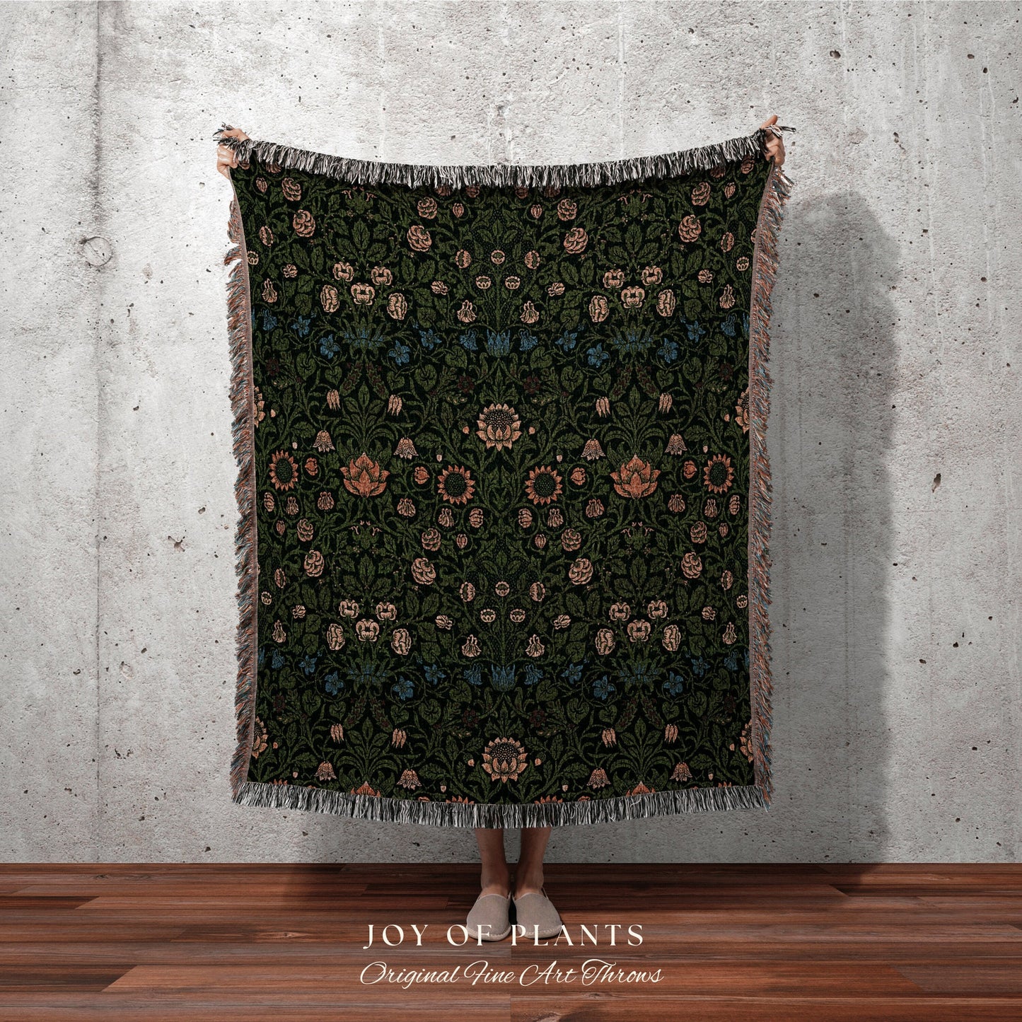 William Morris Wall Tapestry | William Morris Tapestry Forest Green Blanket | William Morris Print Woven Blanket | Green Throw Blanket Woven