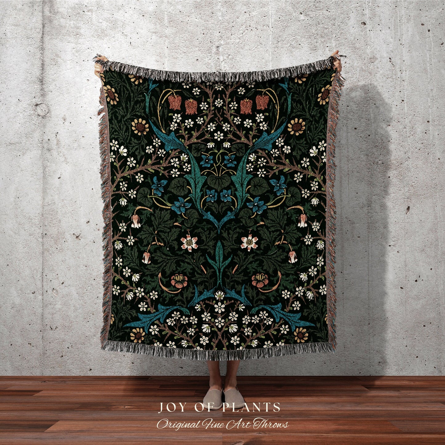 William Morris Wall Tapestry | William Morris Tapestry Forest Green Blanket | William Morris Woven Blanket Colorful Vintage Throw Blanket