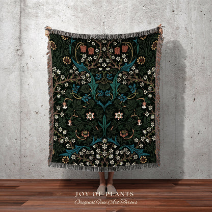 William Morris Wall Tapestry | William Morris Tapestry Forest Green Blanket | William Morris Woven Blanket Colorful Vintage Throw Blanket