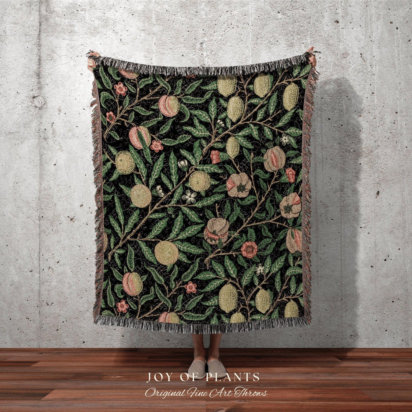 William Morris Tapestry Woven Throw Blanket | Green and Yellow Throw Blanket William Morris Wall Tapestry | Art Nouveau Decor Woven Blanket