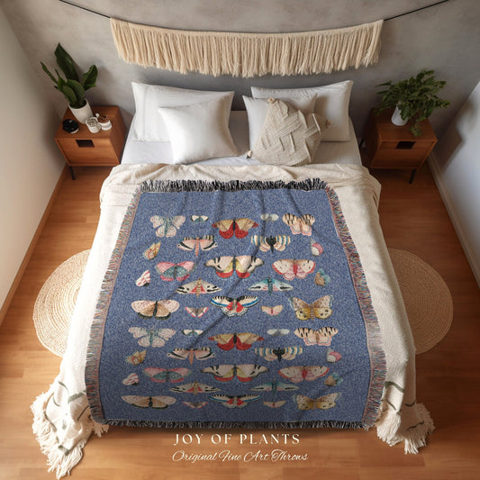 Aesthetic Butterfly Bedding | Vintage Moth Tapestry Celestial Woodland | Butterfly Tapestry Woven Blanket Pastel | Fairycore Decor Butterfly