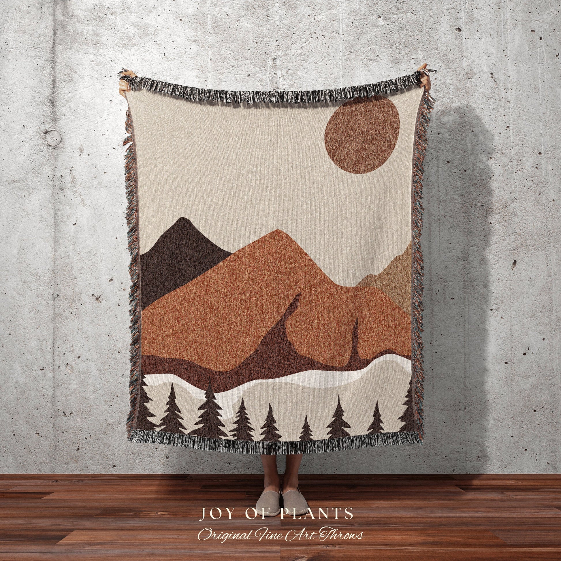 Nature Tapestry Boho Throw Blanket Woven Abstract Landscape Tapestry | Boho Decor Bedroom Throws Abstract Woven Blanket Forest Tapestry