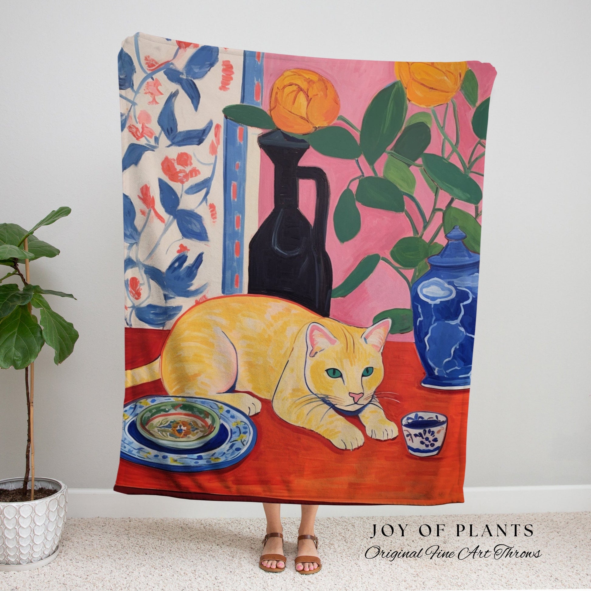 Orange Cat Blanket Fine Art Tapestry Woven Art Famous Cat Painting Decor Tapestry Art Henri Matisse Blanket Art History Gift Funny Tapestry