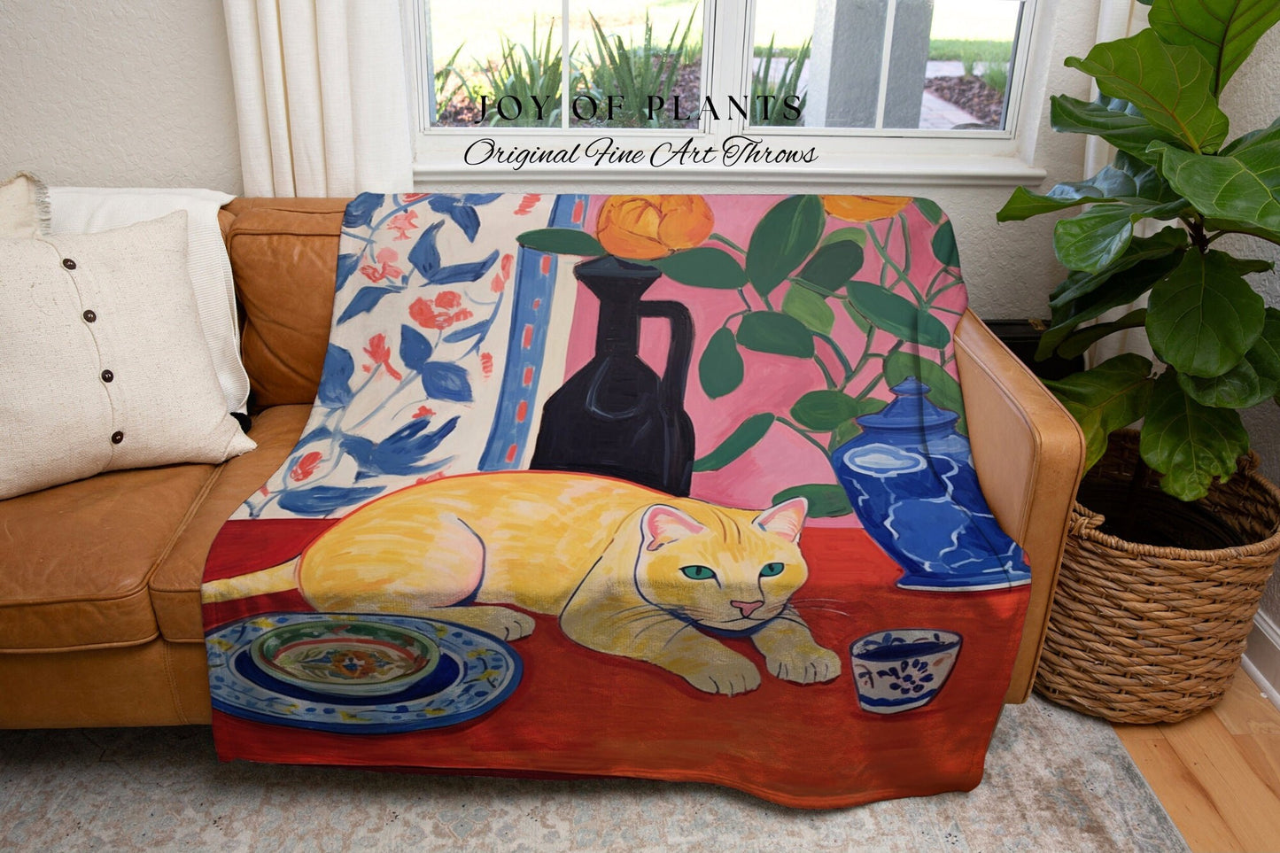 Orange Cat Blanket Fine Art Tapestry Woven Art Famous Cat Painting Decor Tapestry Art Henri Matisse Blanket Art History Gift Funny Tapestry