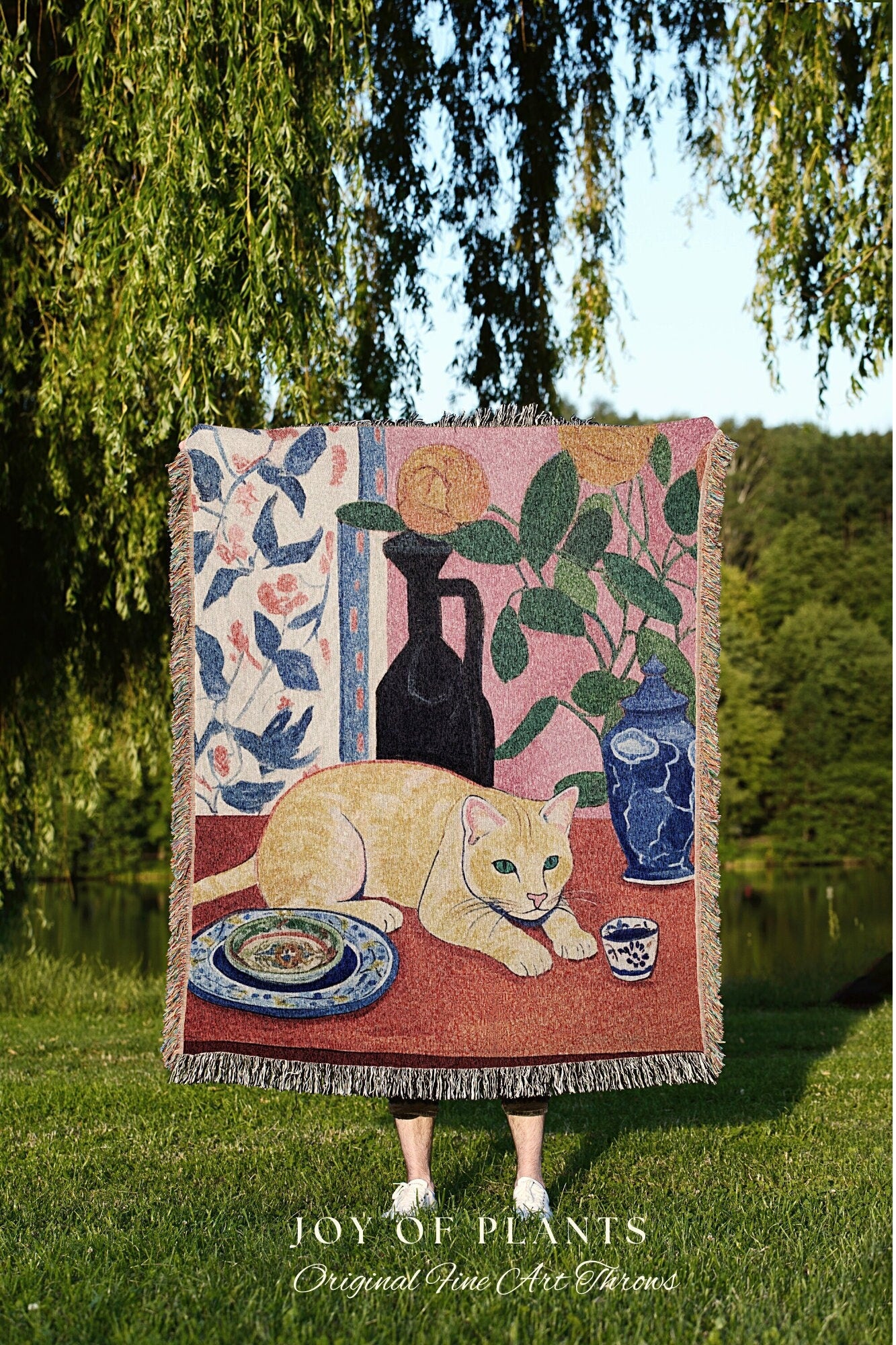 Orange Cat Blanket Fine Art Tapestry Woven Art Famous Cat Painting Decor Tapestry Art Henri Matisse Blanket Art History Gift Funny Tapestry