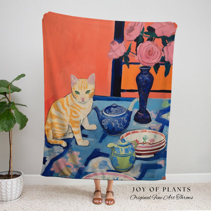 Vintage Cat Tapestry Fine Art Blanket Woven Art Famous Cat Painting Decor Tapestry Art Henri Matisse Blanket Art History Gift Funny Tapestry