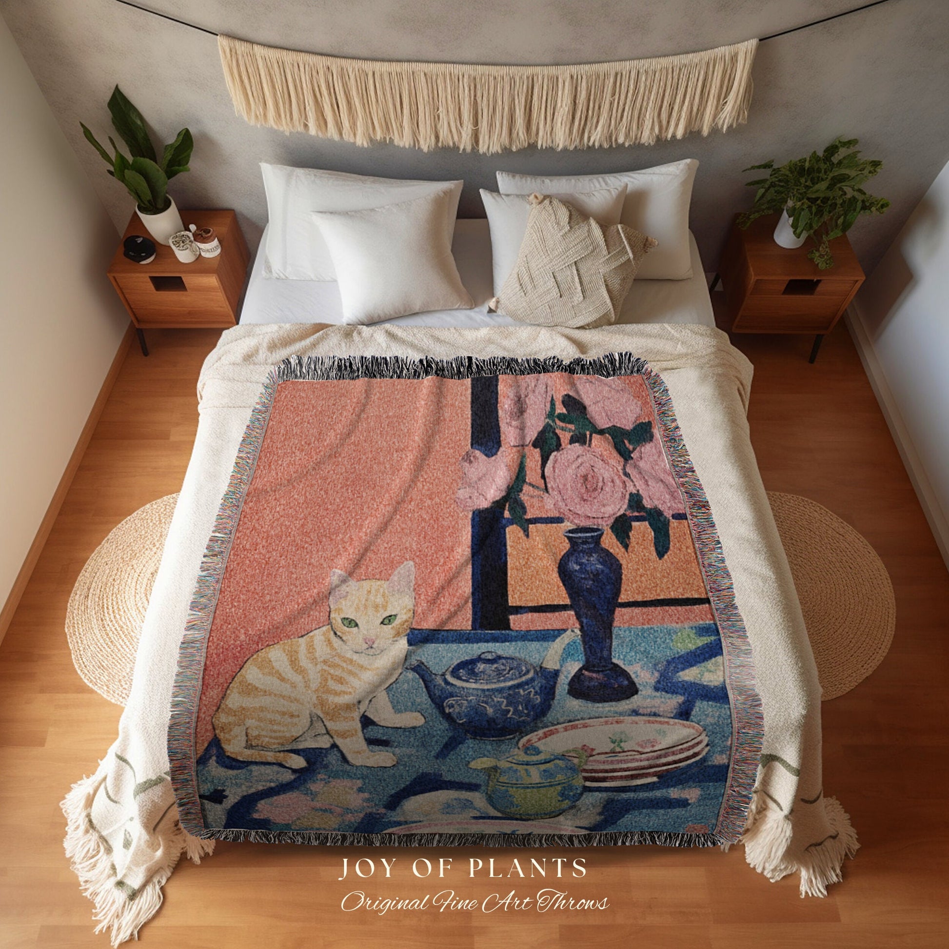 Vintage Cat Tapestry Fine Art Blanket Woven Art Famous Cat Painting Decor Tapestry Art Henri Matisse Blanket Art History Gift Funny Tapestry