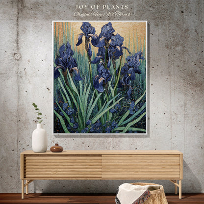 Iris Flower Tapestry Woven Art Famous Painting Decor | Floral Tapestry Woven Blanket Housewarming Gift | Vincent Van Gogh Art Tapestry Gift