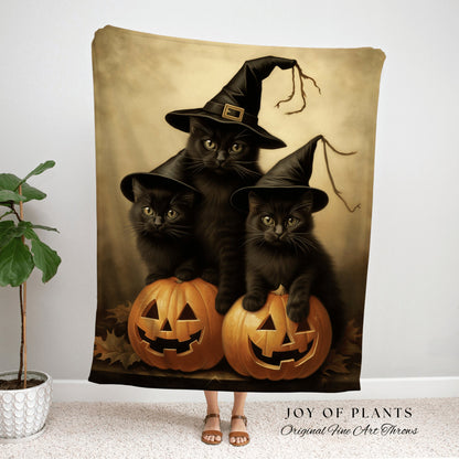 Kitten Tapestry Halloween Decor Witch Tapestry Woven Blanket | Vintage Witchy Decor Halloween Blanket Dark Academia Decor Halloween Cute Cat