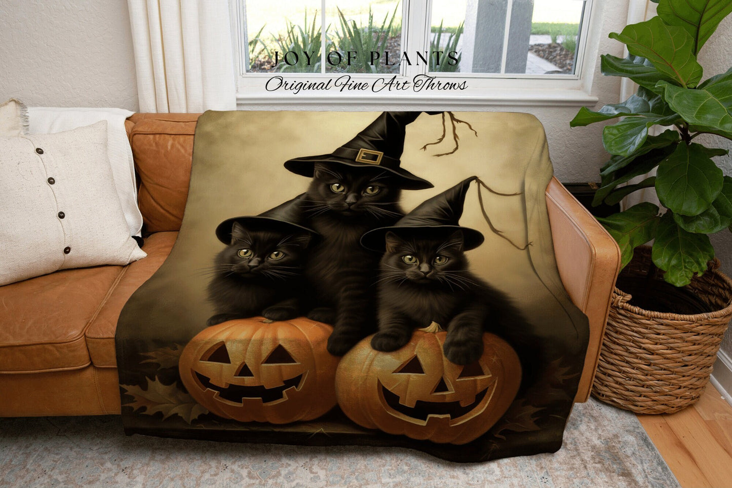 Kitten Tapestry Halloween Decor Witch Tapestry Woven Blanket | Vintage Witchy Decor Halloween Blanket Dark Academia Decor Halloween Cute Cat