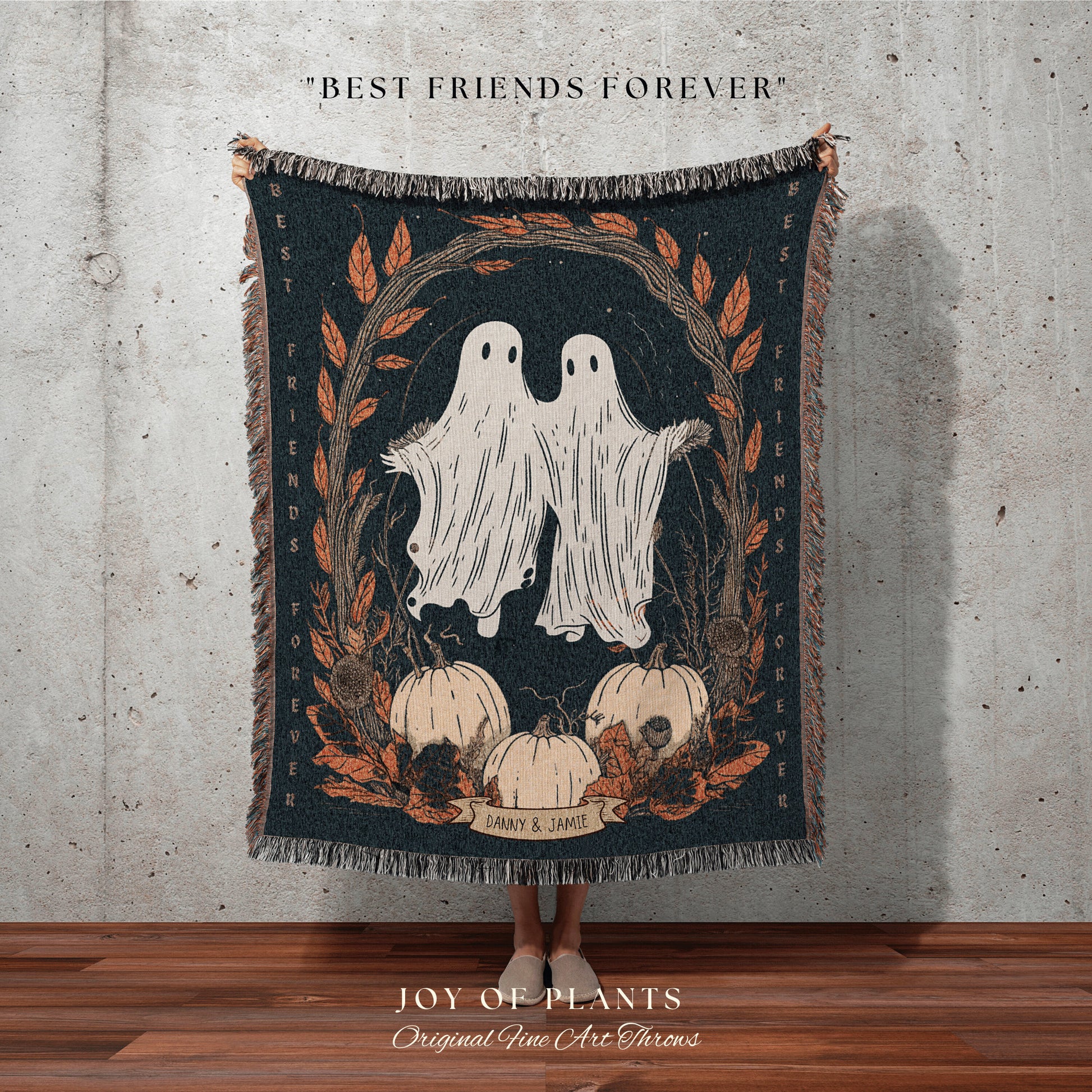 Personalized Best Friend Gift Blanket Woven Tapestry | 'Best Friends Forever' Custom Tapestry Woven | Personalized Ghost Blanket Custom Gift