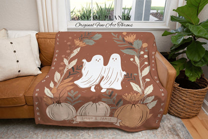 Custom Ghost Couple Blanket 'Til Death do us Part' Personalized Tapestry Woven | Personalized Ghost Blanket Anniversary Gift for Goth Couple