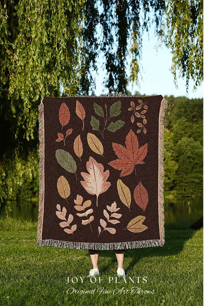 Fall Leaves Tapestry Blanket Vintage Autumn Decor Blanket Woven Wall Hanging | Throw Blanket Woven Wall Art Halloween Decor Pumpkin Season |