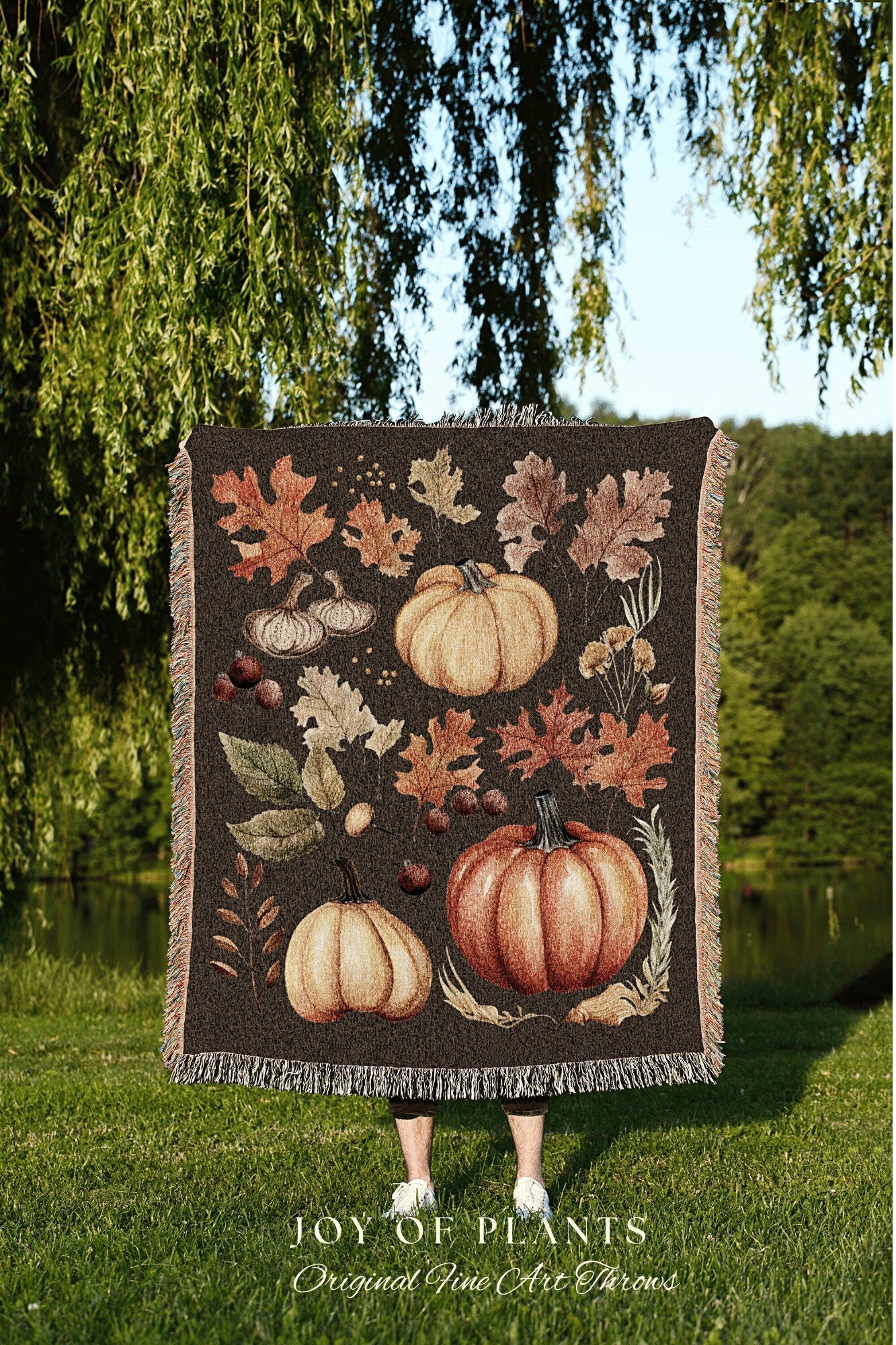 Pumpkin Season Fall Blanket Vintage Autumn Decor Tapestry Woven Wall Hanging | Throw Blanket Woven Wall Art Autumn Decor Fall Pumpkin Season