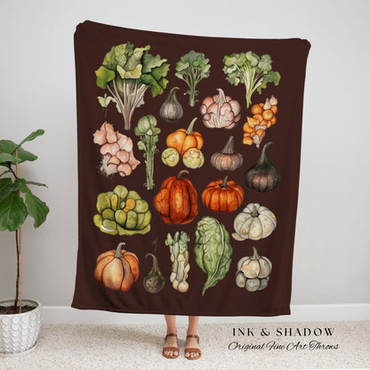 Winter Vegetables Blanket Vintage Autumn Decor Blanket Woven Wall Hanging | Throw Blanket Woven Wall Art Pumpkin Season Decor Fall Aesthetic