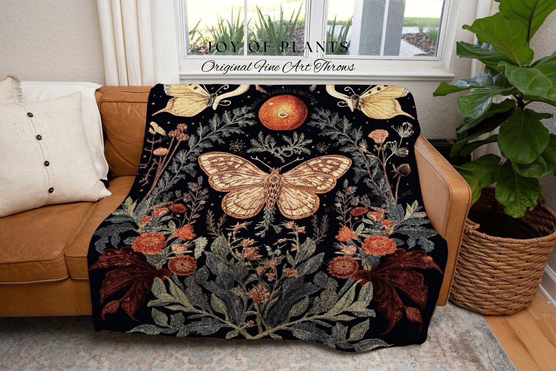 Moth Blanket Woven Tapestry Dark Cottagecore Decor Mystical | Dark Academia Moth Blanket Woven Tapestry Cottagecore Decor Butterfly Bedding