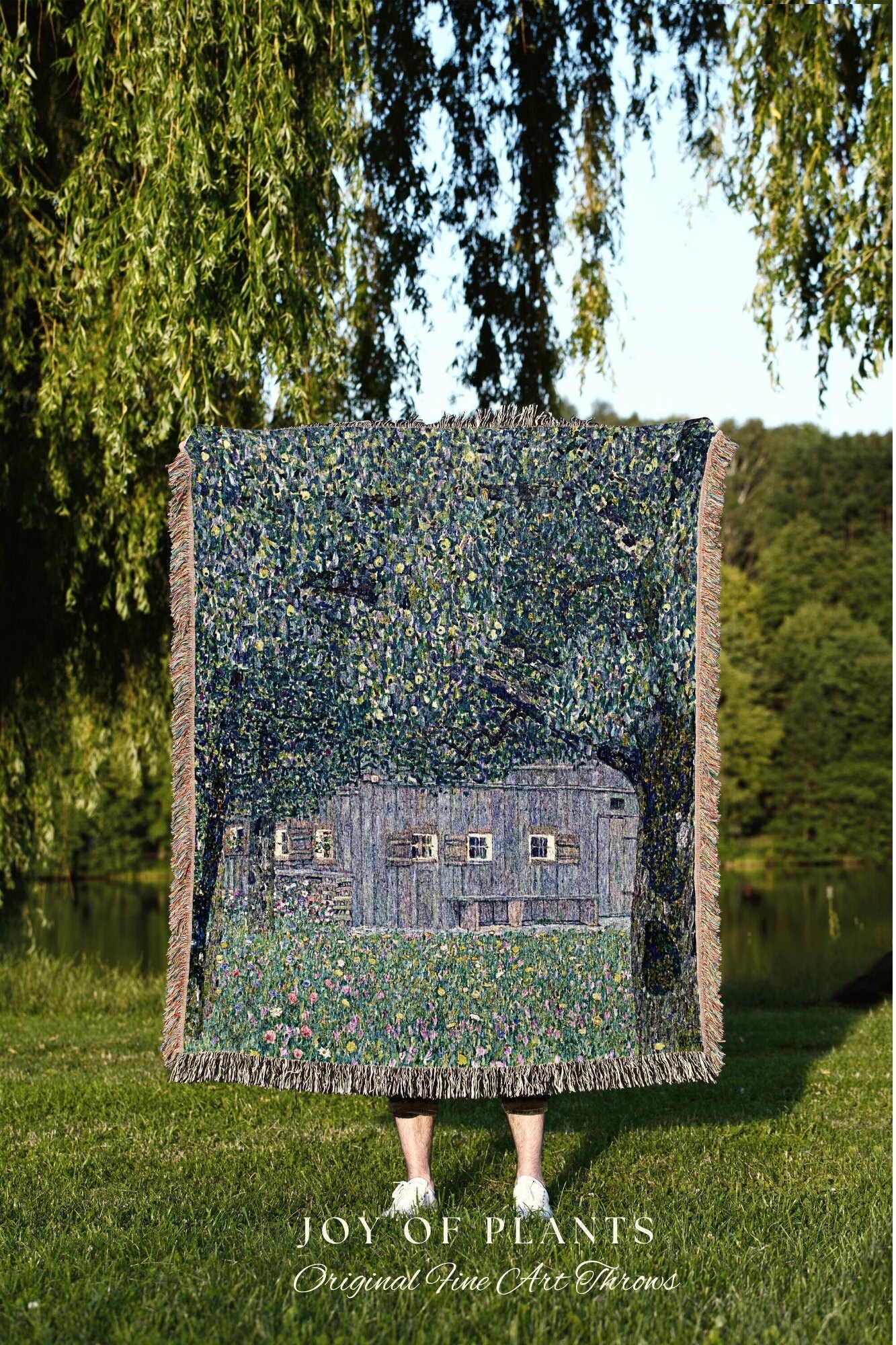 Farmhouse Tapestry Blanket Fine Art Painting 'Farmhouse in Buchberg ' Gustav Klimt Wall Art Painting Blanket Woven Tapestry Famous Artwork |