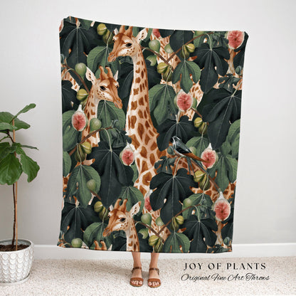 Maximalist Decor Jungle | Woven Fringe Giraffe Art Work Tapestry | Tropical Living Room Decor | Jungle Nursery Decor | Botanical Wall Art |