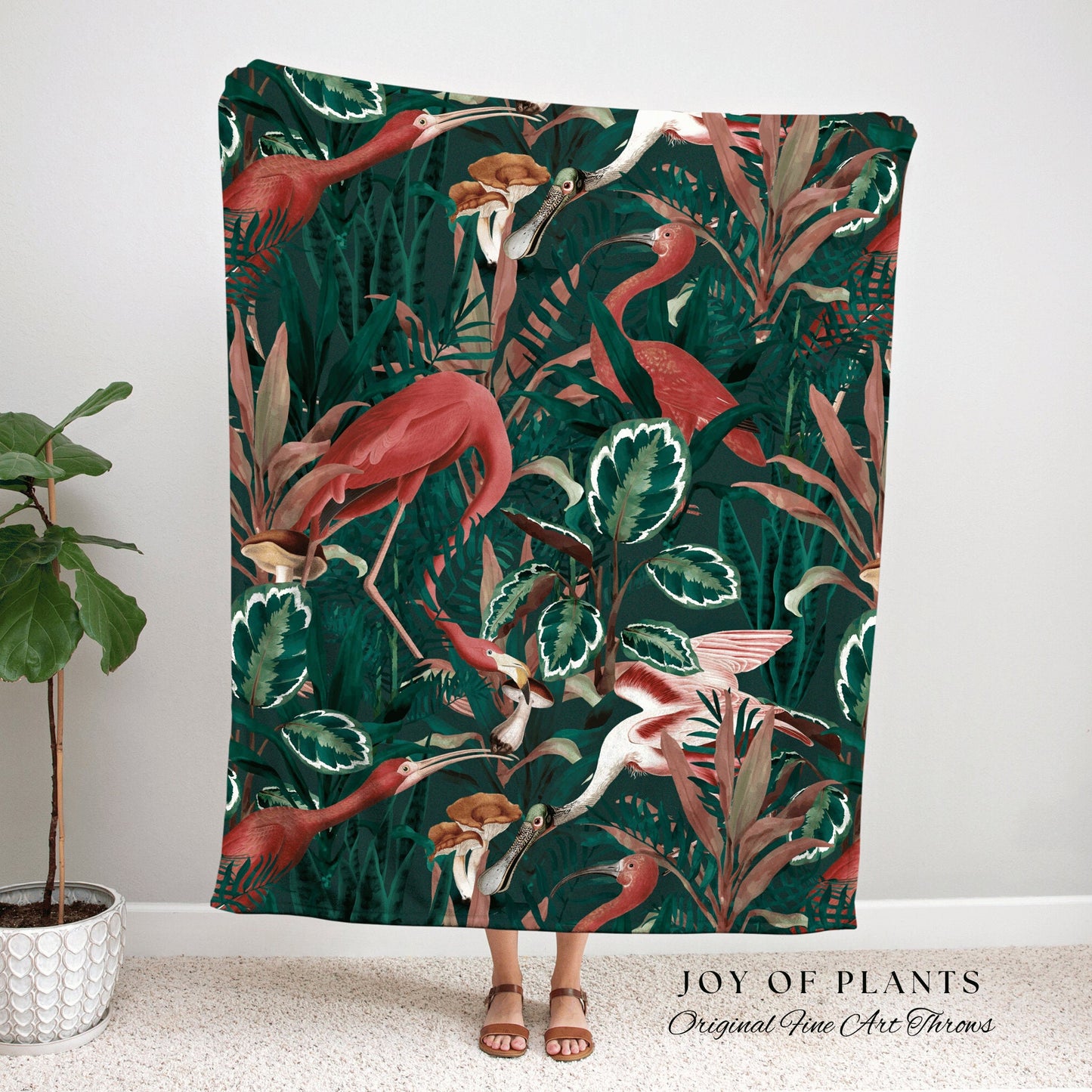 Flamingo Blanket Woven | Maximalist Decor Tapestry | Tropical Living Room Decor | Jungle Nursery Decor | Tropical Wall Art Boho Tapestry |