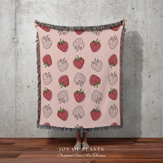 Cottagecore Strawberry Blanket | Personalized Blanket | Cottagecore Decor Custom Throw Blanket | Custom Strawberry Gift | Strawberry Decor |