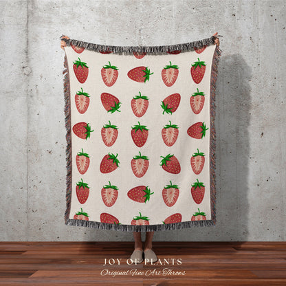 Personalized Strawberry Blanket | Personalized Blanket | Cottagecore Decor Custom Throw Blanket | Custom Strawberry Gift | Strawberry Decor